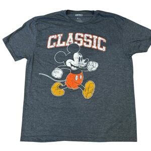 Disney Mickey Mouse Classic Men's Shirt Large Distressed Print Dark Gray XL